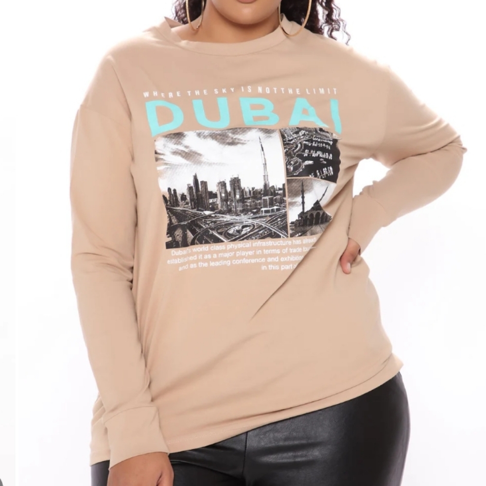 🔥 Trips to Dubai long sleeve top - Mocha